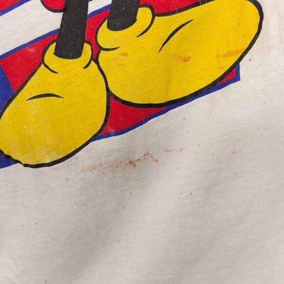 Vintage Mickey Mouse USA T Shirt Mens Size 2XL White 90s American Flag Patriotic - Picture 4 of 9